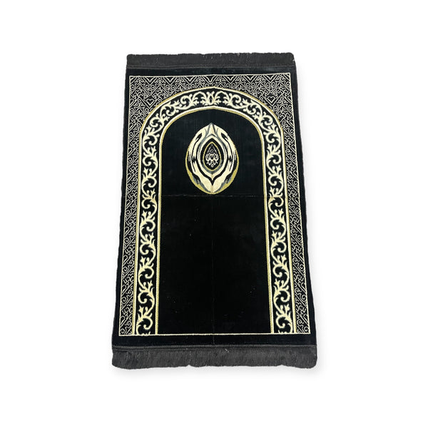 Hijre Aswad Design jaynamaz salah prayer rug Turklish prayer mat Black-TheIslamicshop.com