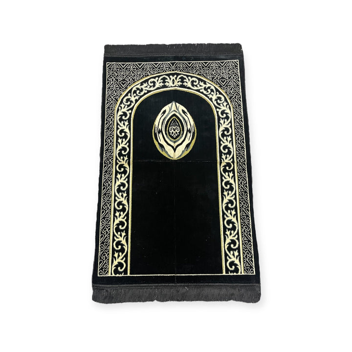 Hijre Aswad Design jaynamaz salah prayer rug Turklish prayer mat Black-TheIslamicshop.com