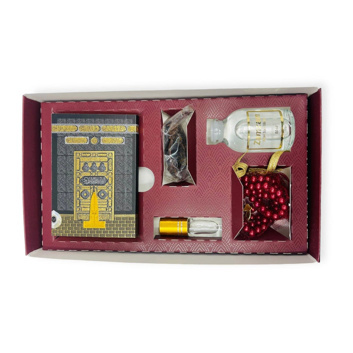 Islamic Gift Box Tasbeeh, Zamzam Water, Attar, Dates &Yaseen books Red-theislamicshop.com