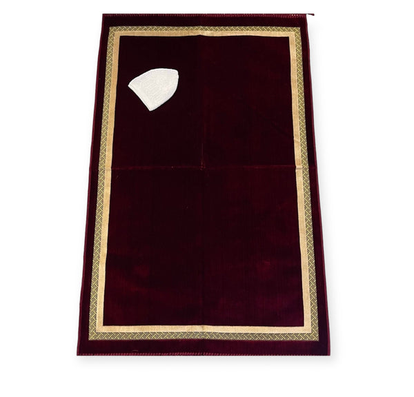 Plain prayer mat sajjadah jaynamaz salah prayer rug With prayer hat