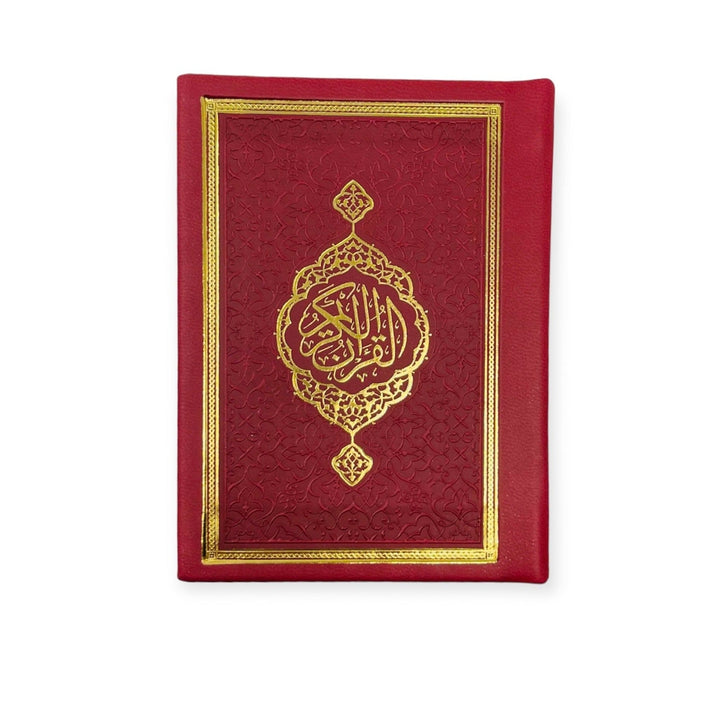 Pocket Size Full Quran With Hard Leather Cover Othmanic Script 11X8cm Red-theislamicshop.com