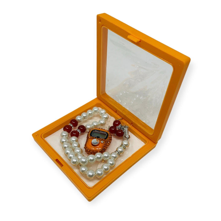 Islamic Tasbih Beads 99 and Digtal Counter Gift Set Orange-theislamicshop.com