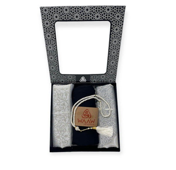 Beautiful Gift Box Prayer mat with Tasbeeh & Scarf