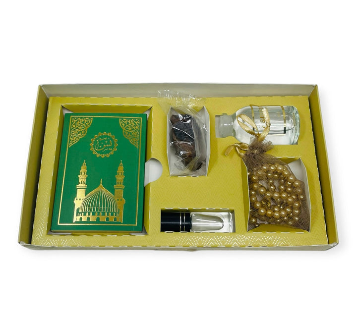 Islamic Gift Box Tasbeeh, Zamzam Water, Attar, Dates &Yaseen books-Theislamicshop.com