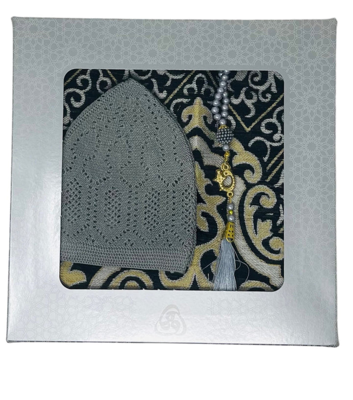 Gift Box With Prayer mat, Tasbeeh & Prayer Hat-theislamicshop.com