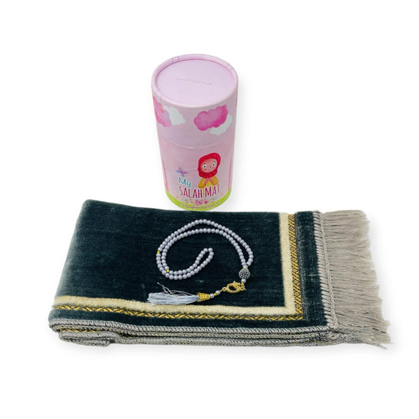 Cylinder Gift Box For Children With Prayer mat, Tasbeeh & Prayer-theislamicshop.com
