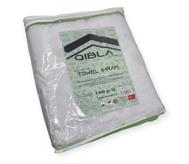 1400gr XL Premium quality Qibla Ihram for Hajj and Umrah 2pcs 110cmX240cm-theislamicshop.com