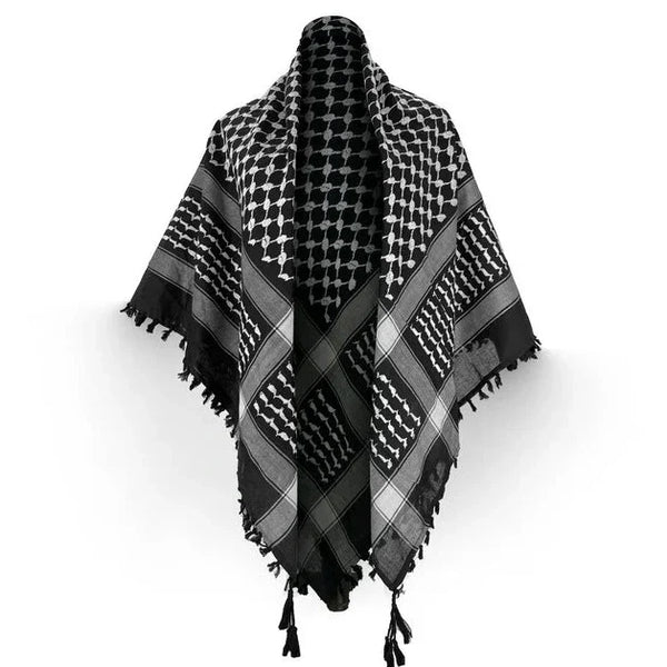 Palestine Scarf Keffiyeh Arafat Hatta Cotton Wide Scarf with Tassels, Shemagh Arab Cotton Unisex Scarves-theislamicshop.com