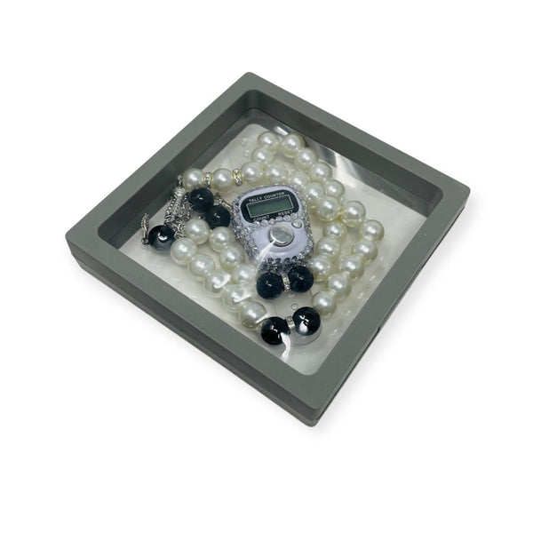 Islamic Tasbih Beads 99 and Digtal Counter Gift Set Grey-theislamicshop.com
