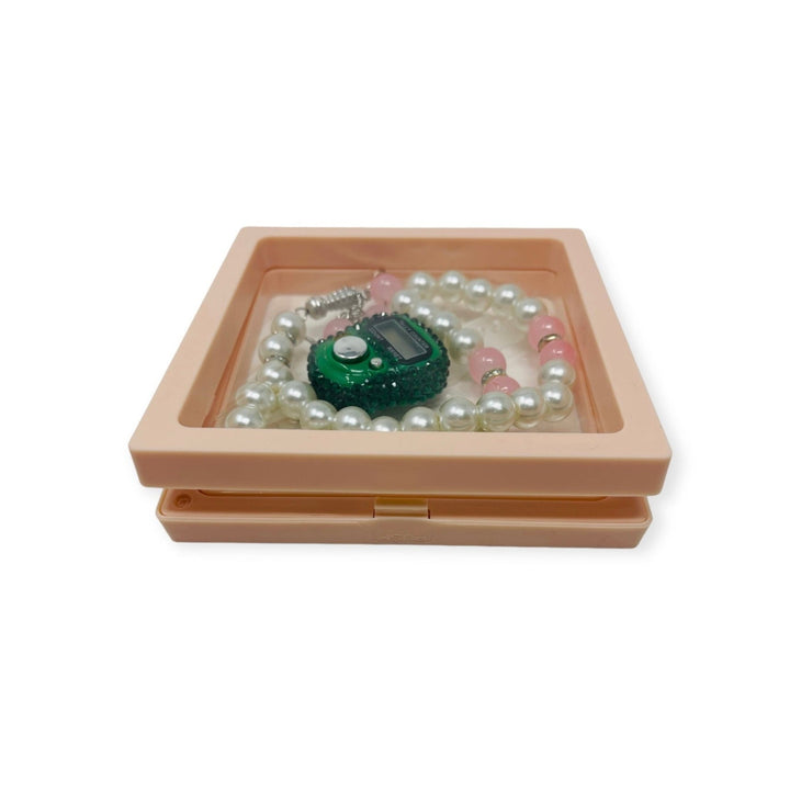Islamic Tasbih Beads 99 and Digtal Counter Gift Set Peach-theislamicshop.com