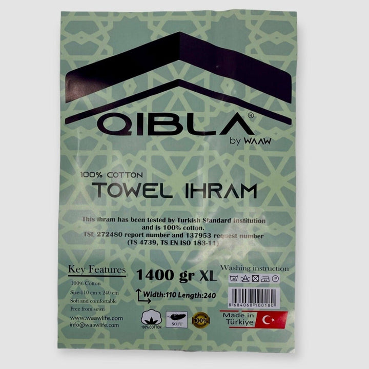 1400gr XL Premium quality Qibla Ihram for Hajj and Umrah 2pcs 110cmX240cm-theislamicshop.com
