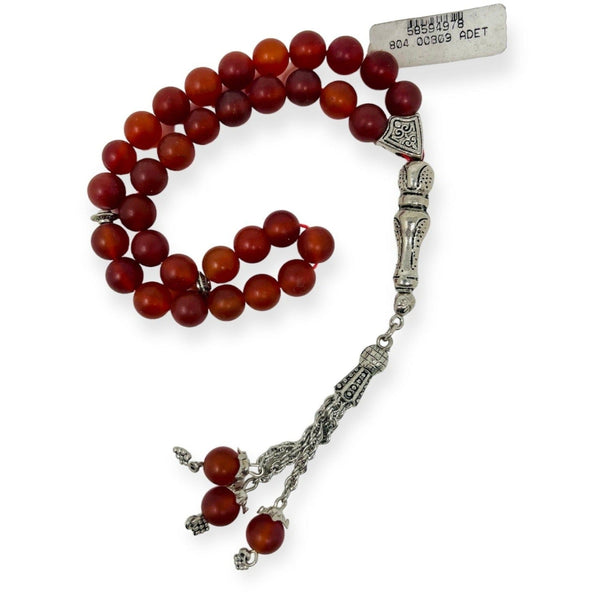 Agate Aqeeq Islamic Prayer Beads, Natural Stone, 33 Beads, Tasbih, Misbaha, Tasbeeh, Rosary, Misbah, Tesbih,-theislamicshop.com