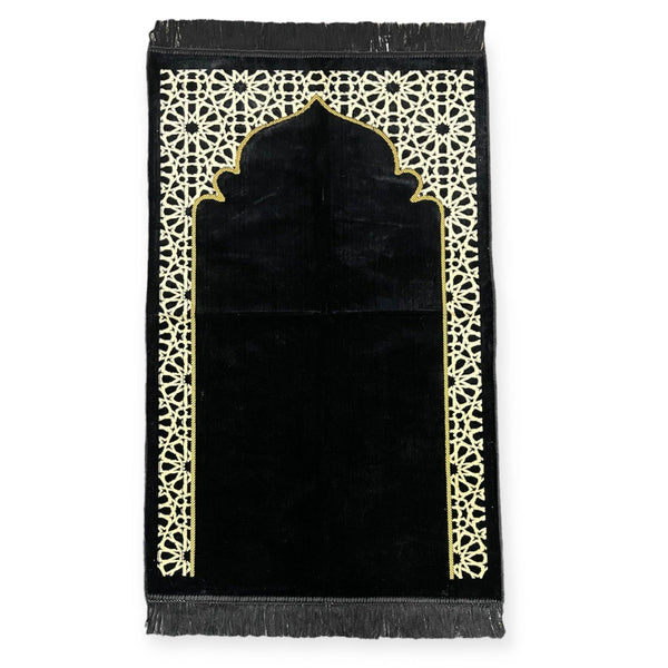 Sajjadah jaynamaz salah prayer rug Turklish prayer mat Black-Theislamicshop.com