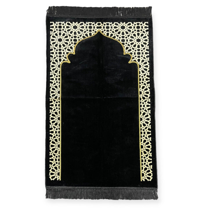 Sajjadah jaynamaz salah prayer rug Turklish prayer mat Black-Theislamicshop.com