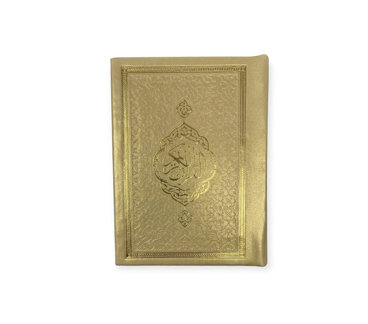 Pocket Size Full Quran With Hard Leather Cover Othmanic Script 11X8cm Gold-theislamicshop.com