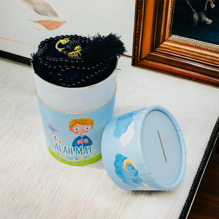 Cylinder Gift Box For Children With Prayer mat, Tasbeeh & Prayer-theislamicshop.com