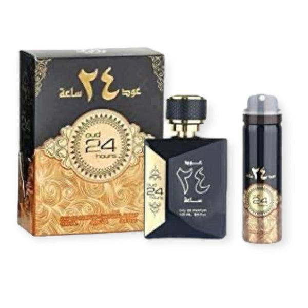 Oud 24 hours 100ML Arabian Perfume Spray Lemon Fruity Chocolate Vanilla Agar woody Musk Amber by Ard al Zaafaran