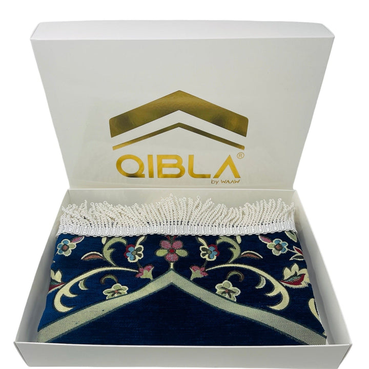 Qibla Prayer mat With Gift Box good quality Blue-theislamicshop.com