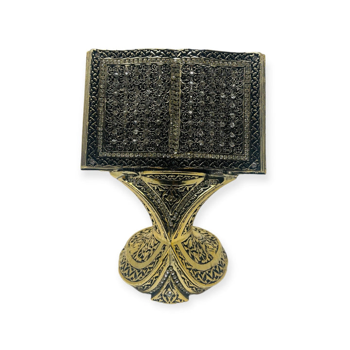 Islamic Table Decor Quran Open Book Allah Name Gold- theislamicshop.com