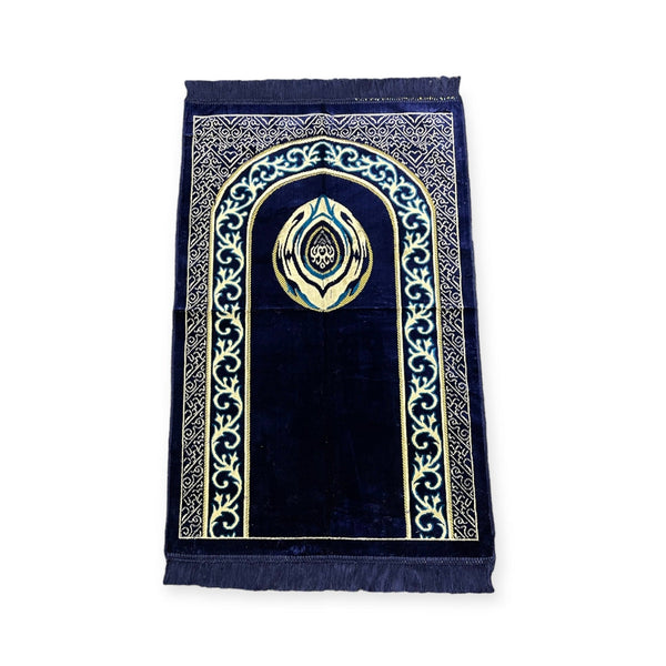 Hijre Aswad Design jaynamaz salah prayer rug Turklish prayer mat Navy-TheIslamicshop.com