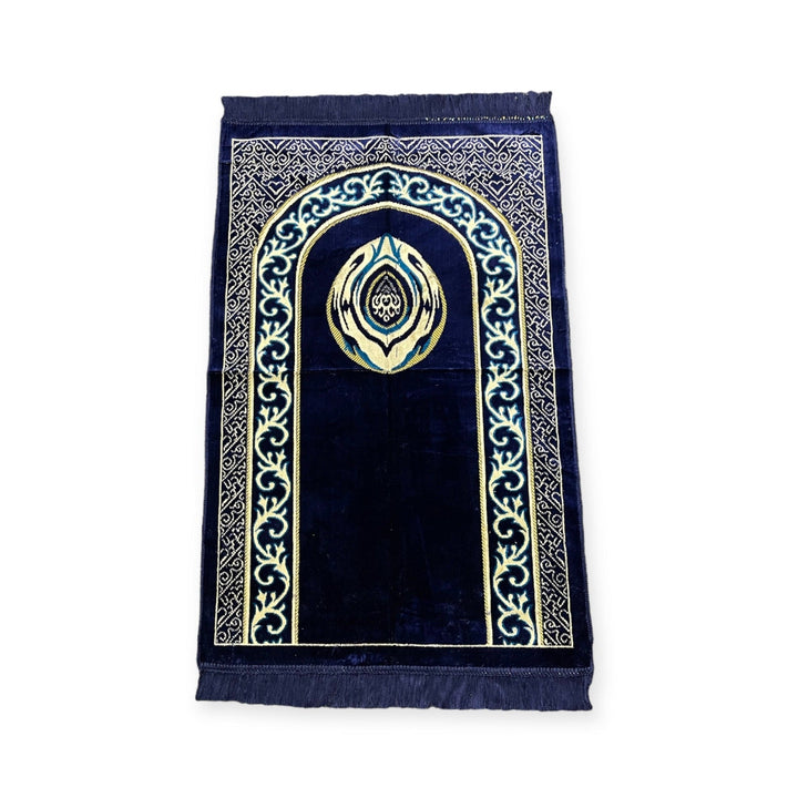 Hijre Aswad Design jaynamaz salah prayer rug Turklish prayer mat Navy-TheIslamicshop.com