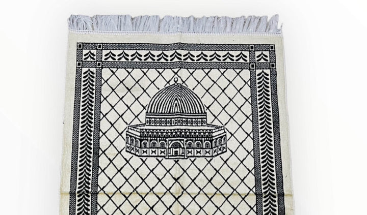 Masjid Aqsa design chenille  prayer mat Good Quality Blue-TheIslamicshop.com