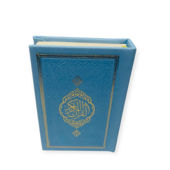 Pocket Size Full Quran With Hard Leather Cover Othmanic Script 11X8cm Blue-theislamicshop.com
