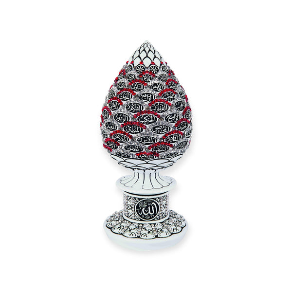Islamic Table Decor White pine cone with Red stones - 99 Names of Allah Alif collection BB-0930-1675