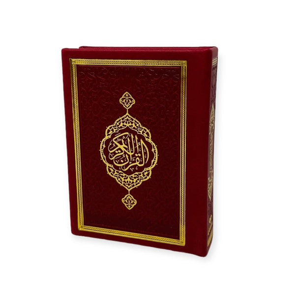 Pocket Size Full Quran With Hard Leather Cover Othmanic Script 11X8cm Red-theislamicshop.com