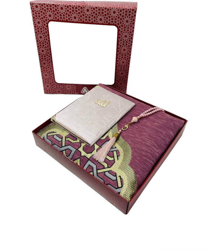 Gift Box With Prayer mat, Tasbeeh & Yaseen Dua Books-theislamicshop.com