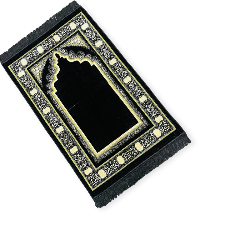 Jaynamaz salah prayer rug Turklish prayer mat Black-TheIslamicshop.com