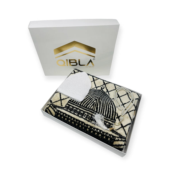 Masjid Aqsa design Prayer mat, Tasbeeh & Prayer Hat Gift Box-theislamicshop.com