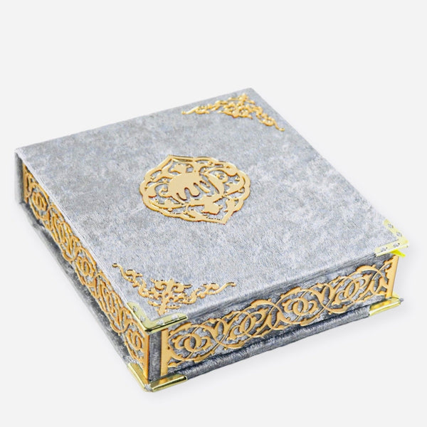 A Beautiful Quran or Tasbeeh with gift box Grey-theislamicshop.com