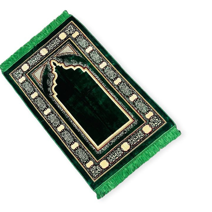 Jaynamaz salah prayer rug Turklish prayer mat Green-TheIslamicshop.com