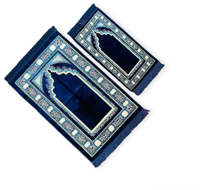 Adult & Child Prayer mat Gift Set Grey Blue