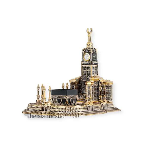 Islamic Table Decor 99 Names of Allah Al haram Kaba Clock Zamzam Tower Replica - Large