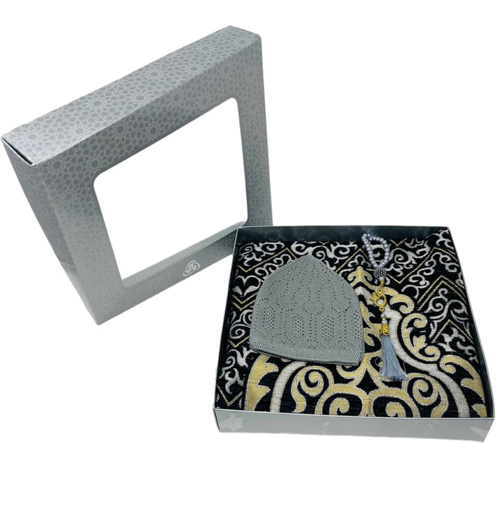 Gift Box With Prayer mat, Tasbeeh & Prayer Hat-theislamicshop.com