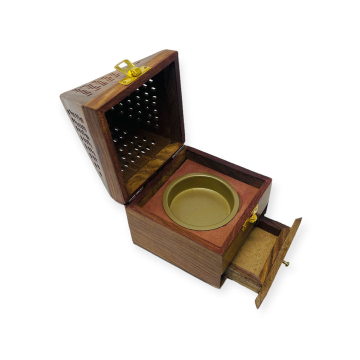 Bakhoor Burner Wood Arabic Mini for Incense Oud, Medium-theislamicshop.com