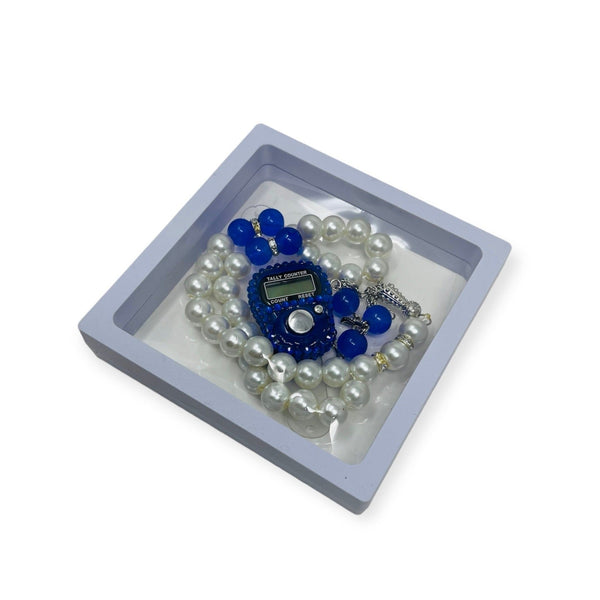 Islamic Tasbih Beads 99 and Digtal Counter Gift Set Blue-theislamicshop.com