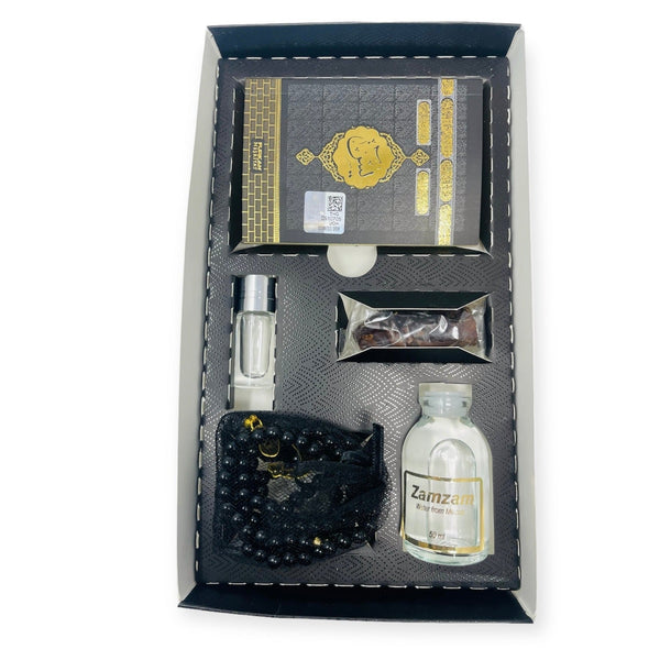 Islamic Gift Box Tasbeeh, Zamzam Water, Attar, Dates &Yaseen books Black-Theislamicshop.com