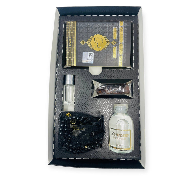 Islamic Gift Box Tasbeeh, Zamzam Water, Attar, Dates &Yaseen books Black-Theislamicshop.com