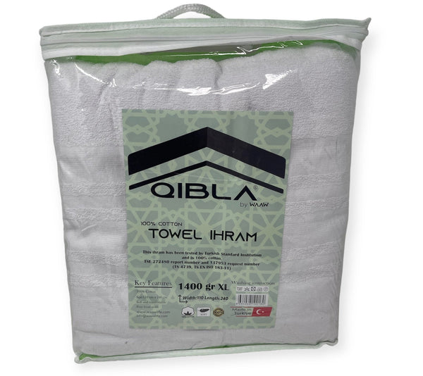 1400gr XL Premium quality Qibla Ihram for Hajj and Umrah 2pcs 110cmX240cm-theislamicshop.com