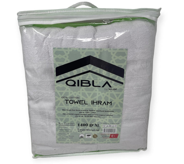 1400gr XL Premium quality Qibla Ihram for Hajj and Umrah 2pcs 110cmX240cm-theislamicshop.com