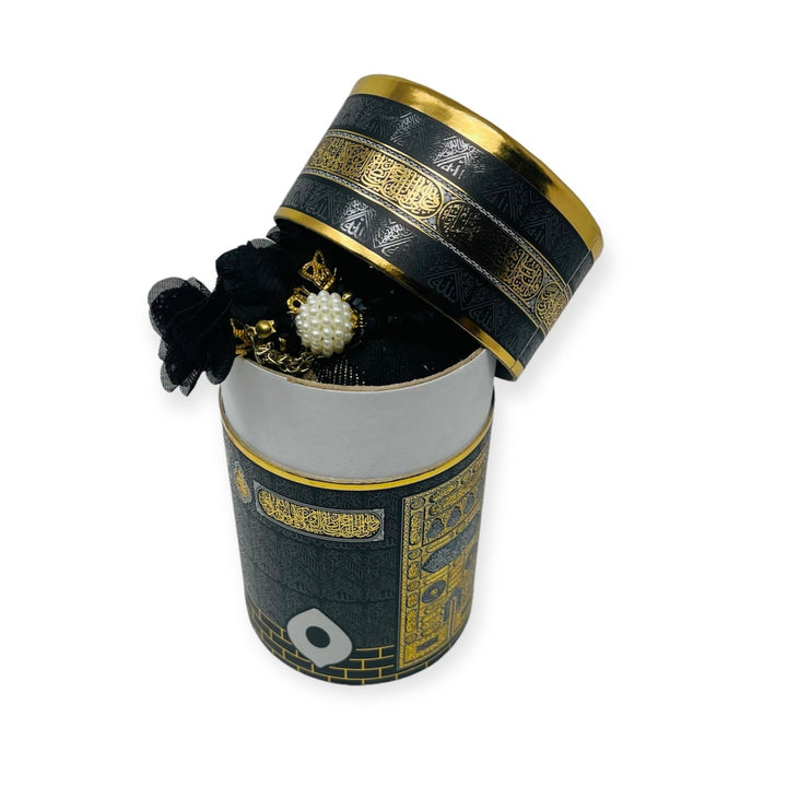 Cylinder Gift Box With Prayer mat, Tasbeeh-theislamicshop.com