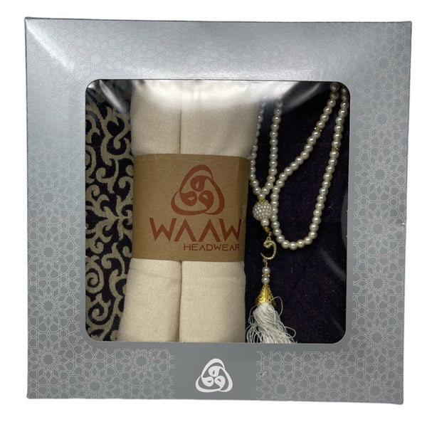 Beautiful Gift Box Prayer mat with Tasbeeh & Scarf
