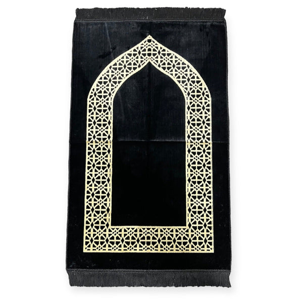 prayer mat sajjadah jaynamaz salah prayer rug Turklish prayer mat Black-TheIslamicshop.com