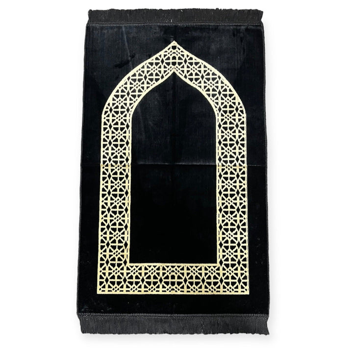 prayer mat sajjadah jaynamaz salah prayer rug Turklish prayer mat Black-TheIslamicshop.com