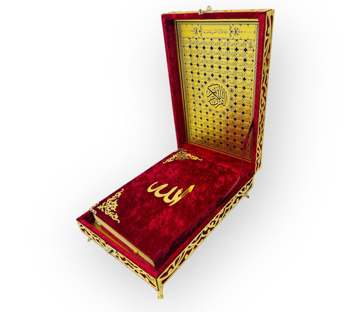 Velvet Wooden Box Quran, Quran Sets, Quran Arabic, Quran Islamic Gift Red-theislamicshop.com