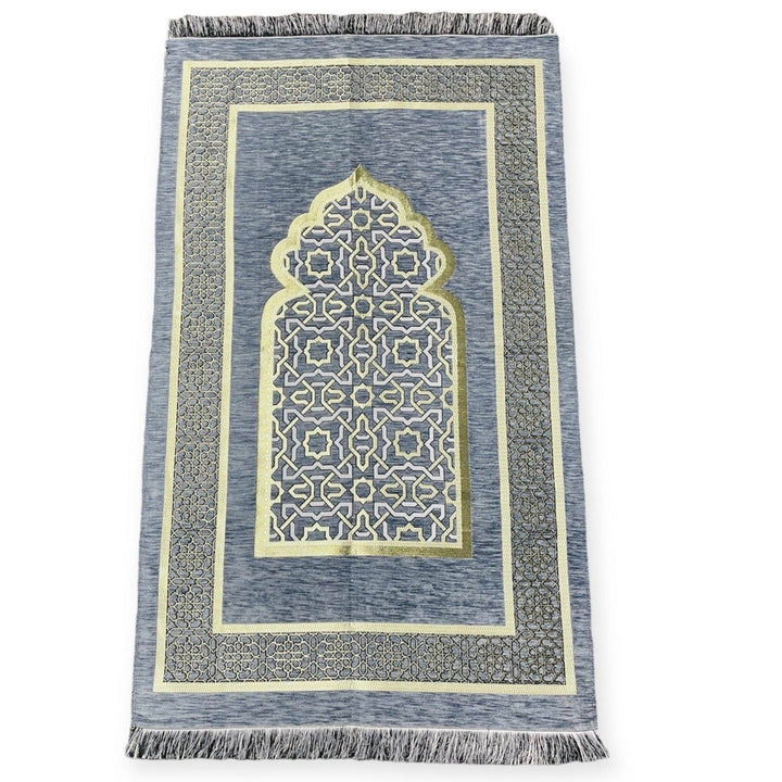 Chenille Embroidered Islamic Prayer Mat Dynasty -Blue-TheIslamicshop.com