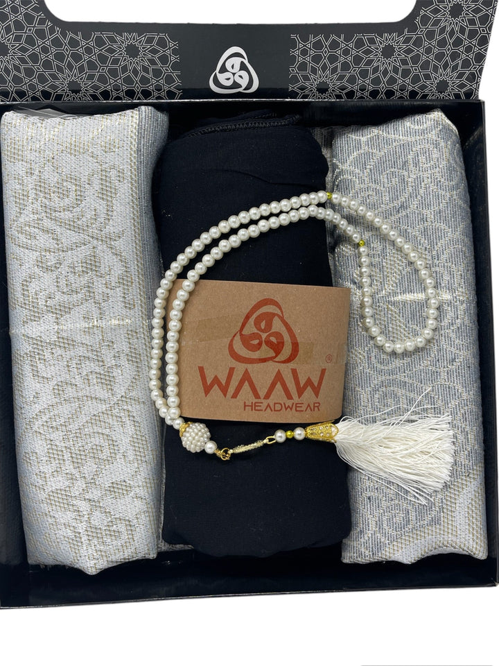 Beautiful Gift Box Prayer mat with Tasbeeh & Scarf-theislamicshop.com